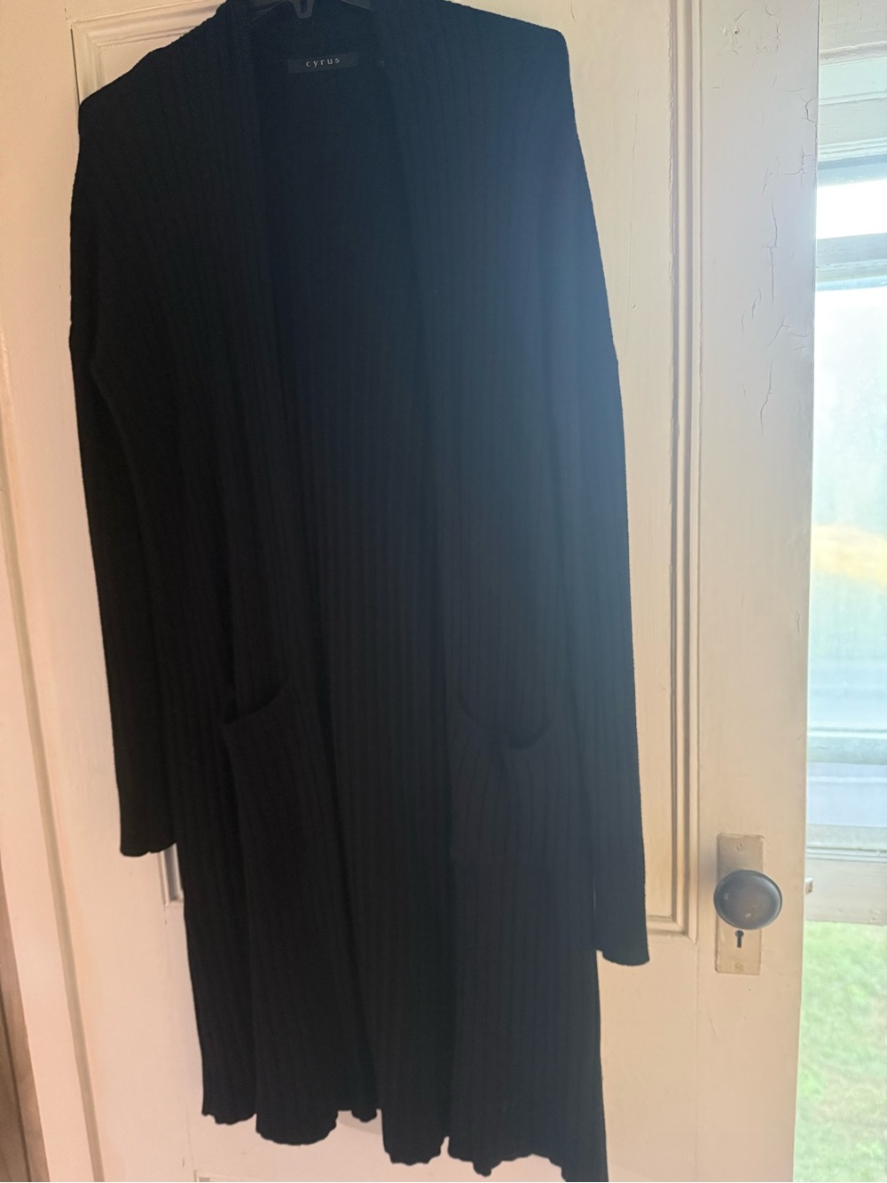 Cyrus Black Ribbed Open Front Cardigan